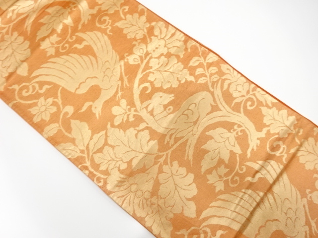 花更紗に動物・鳥模様織り出し袋帯